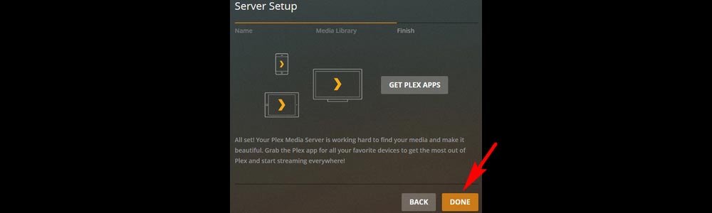 Finish Plex Add Server