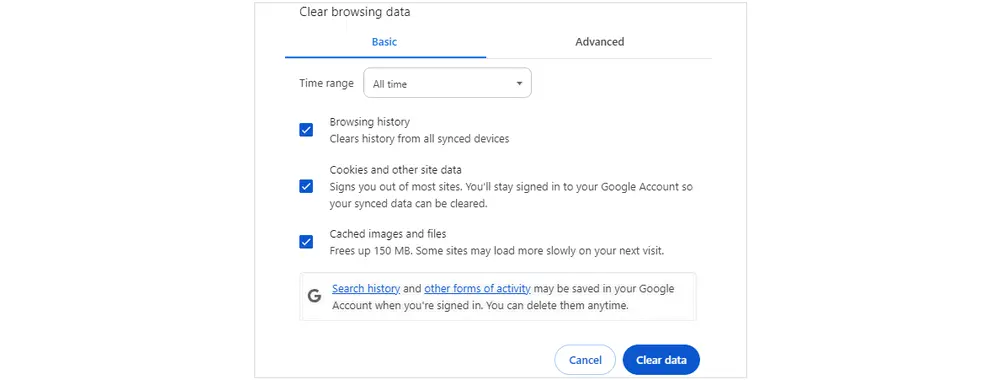 Clear Browsing Data