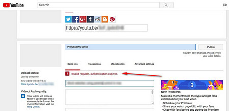 YouTube Invalid Request