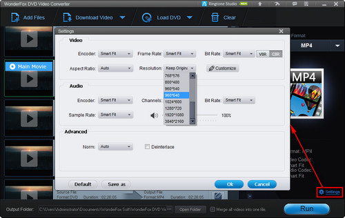 Preset video parameters