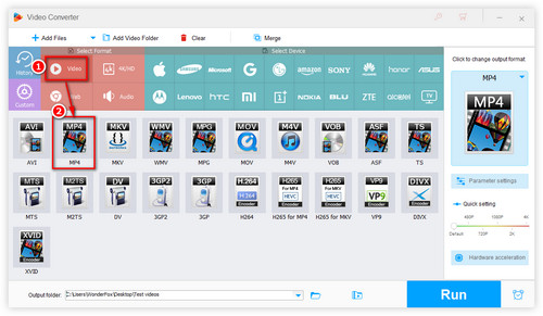 Choose MP4 as Output Format