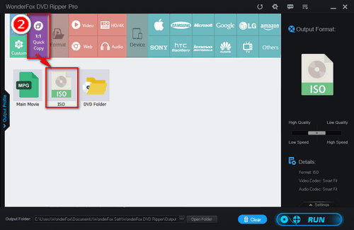 Choose ISO as output format