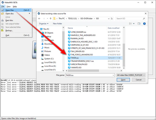 Open ISO in MakeMKV