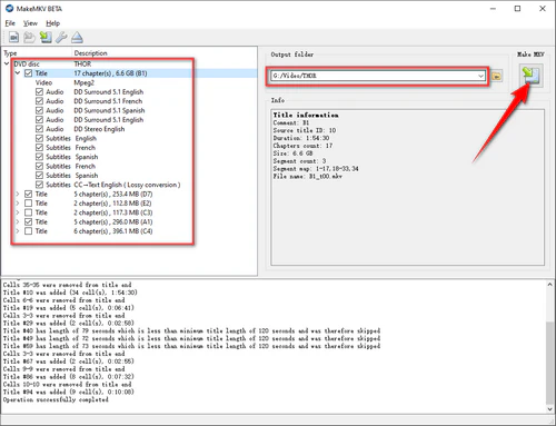 Select Tracks and Make the MKV File