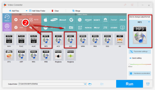 Choose MP3 or AAC as the Output Format 