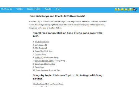 English Songs for Children MP3 Free Download