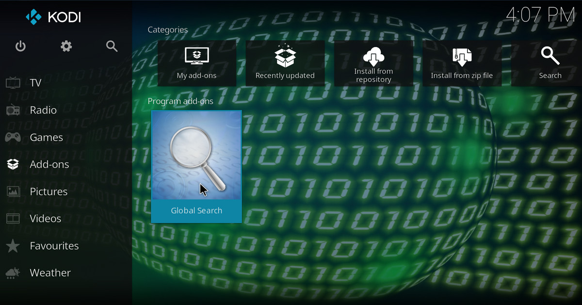 Go to Search function on Kodi