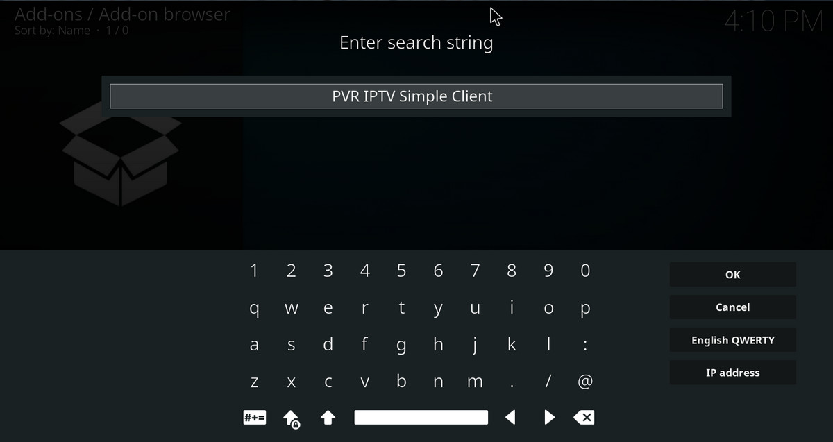Search PVR IPTV Simple Client on Kodi 
