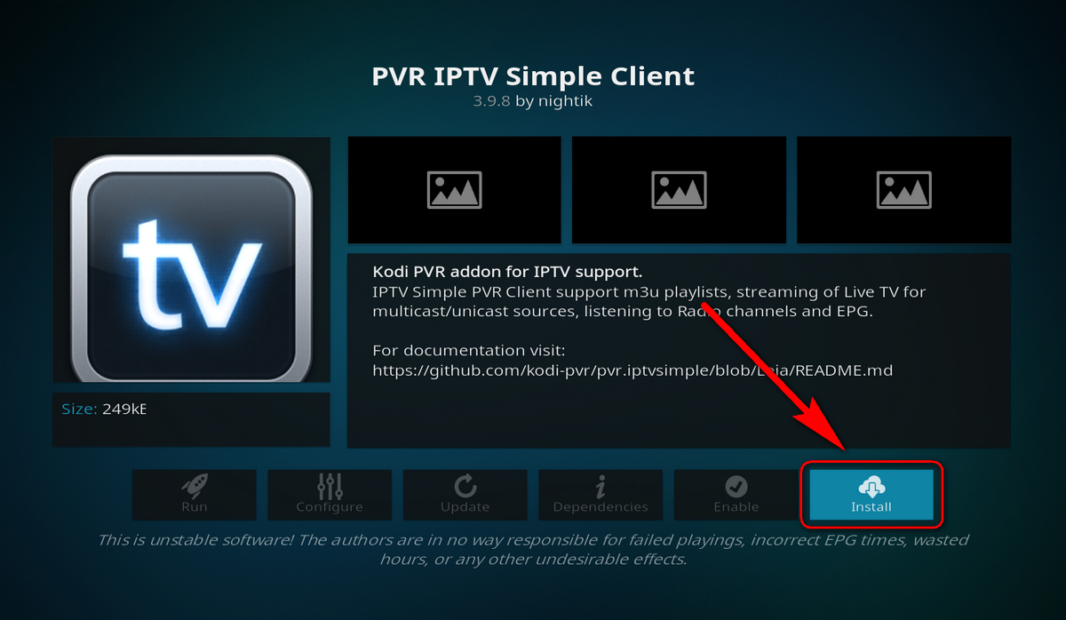 Install PVR IPTV Simple Client