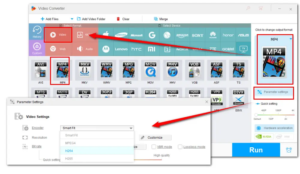 Choose H.264 MP4 as the Output Format