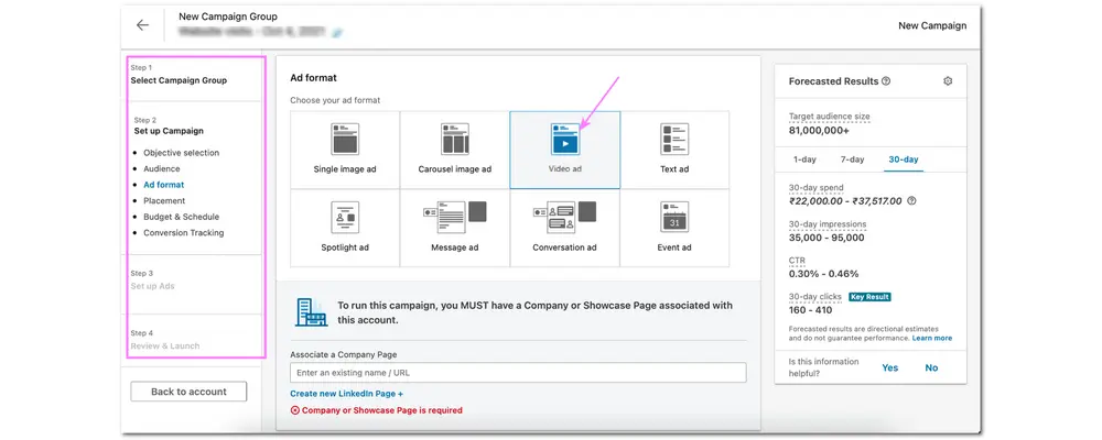 Post a LinkedIn Video Ad