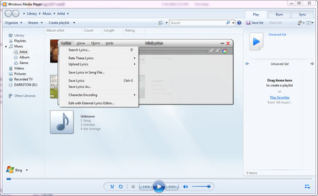 Lyrics Plug in for Windows Media Player