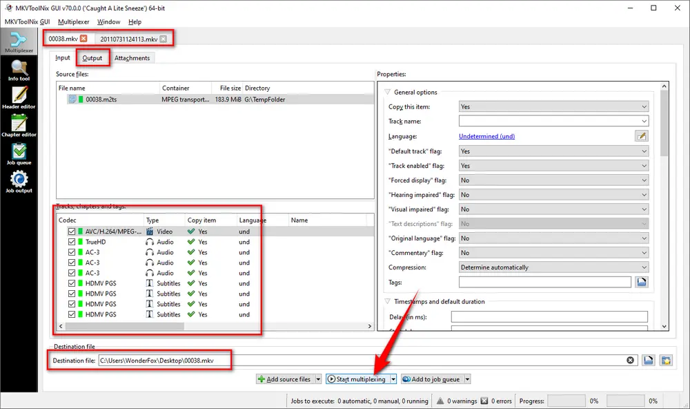 MKVToolNix M2TS to MKV