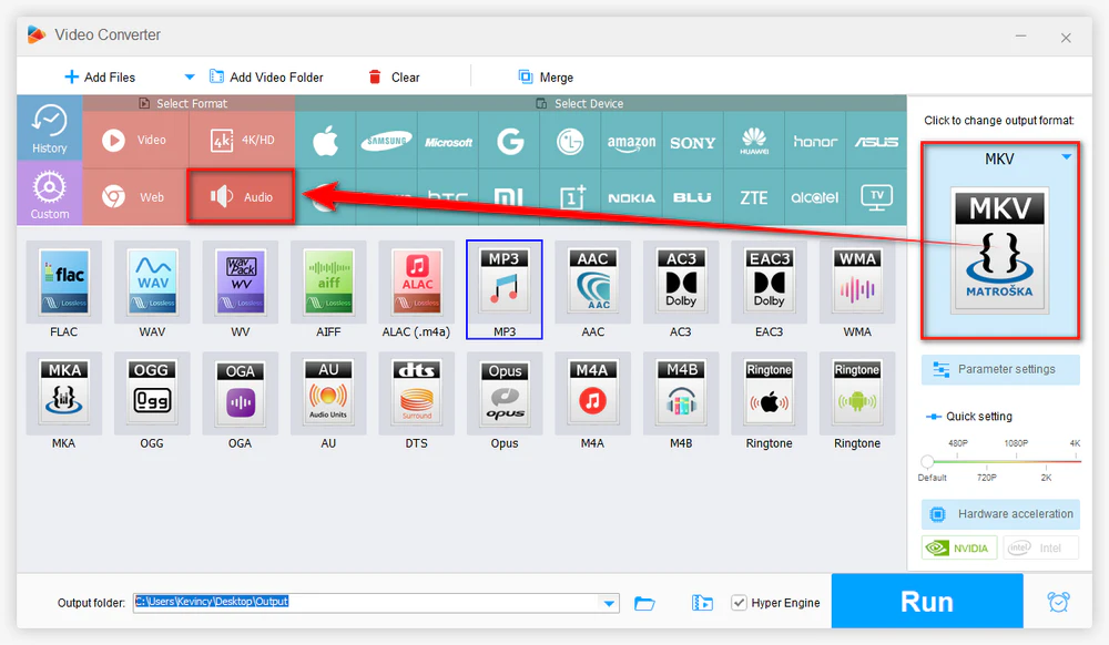 Choose an Audio Format for Output