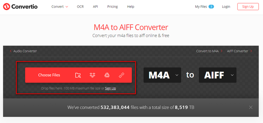 Upload M4A to Online Conversion Service