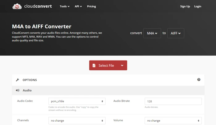 Convert M4A to AIFF Online