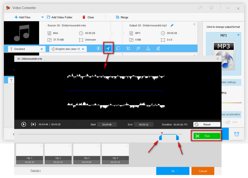 Trimming the audio file