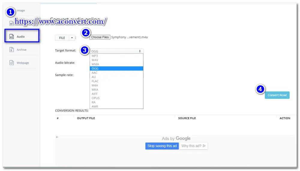 Convert Between M4A and OGG