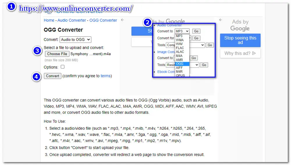 Online M4A OGG Converter