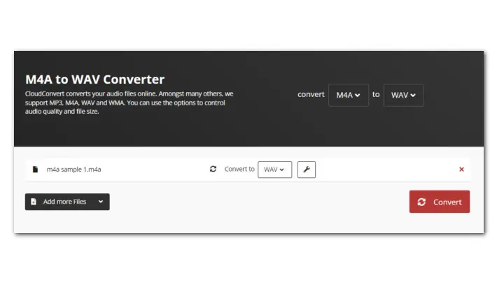 Online M4A Audio to WAV Converter