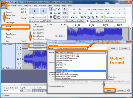 Audacity Assists in Converting M4A to WMA