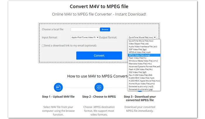 M4V Video to MPEG Online