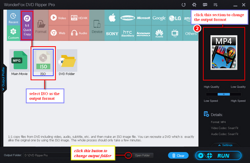 Choose ISO as the output