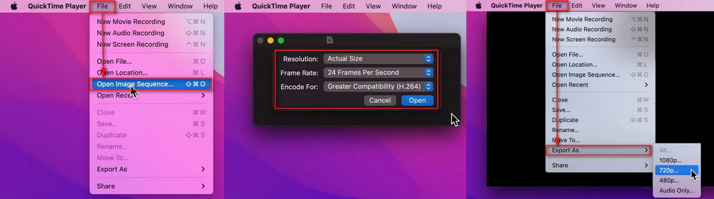 Turn a Numbered Image Sequence into Video on Mac with QuickTime Player