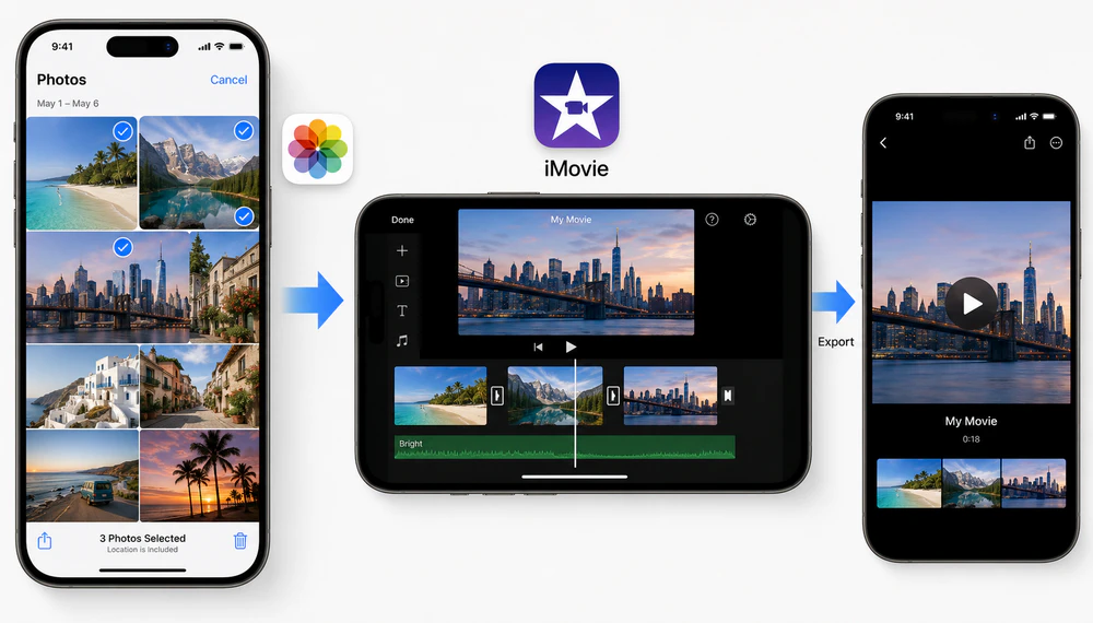 Make a Video from Photos on iPhone with iMovie