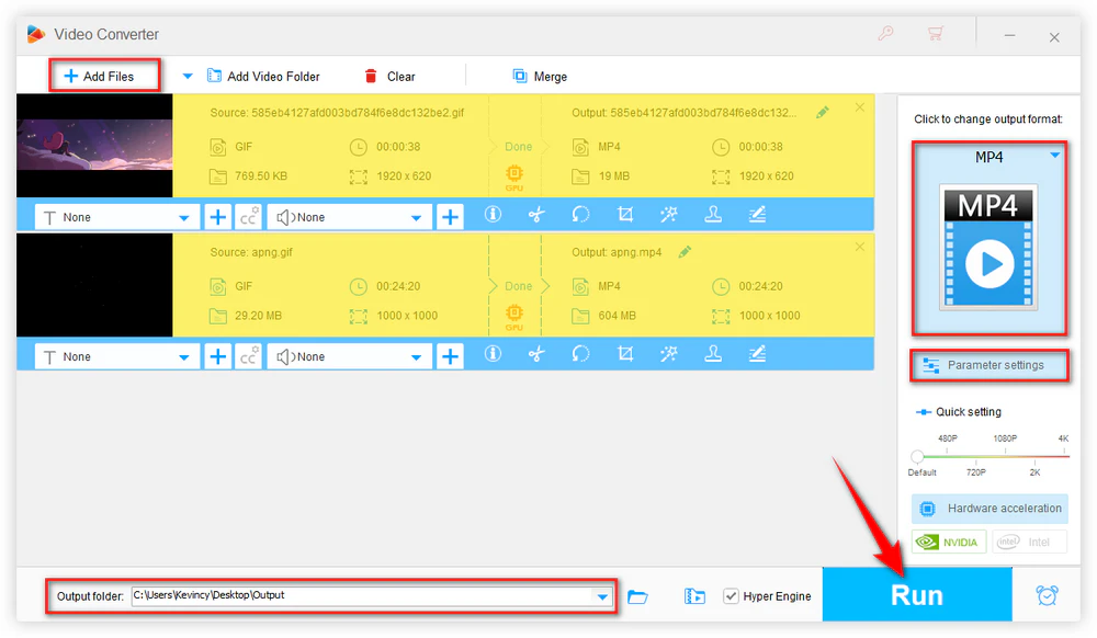 Convert APNG to MP4 with WonderFox on Windows