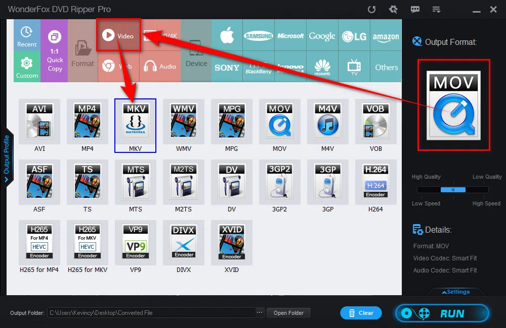 Choose MKV as the Output Format