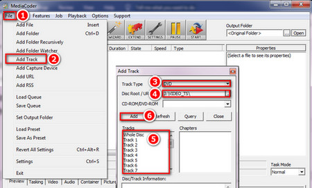 Add DVD Tracks into MediaCoder