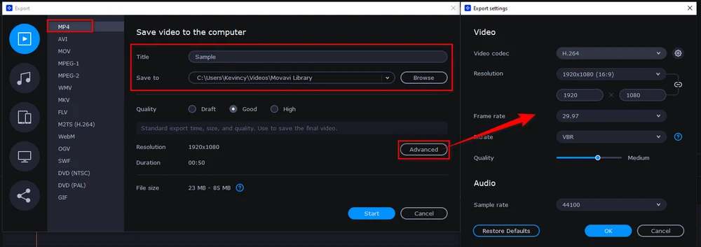 Choose MP4 as Output Format