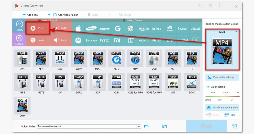 Select Output Video Format