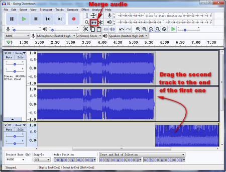 Audacity – free music merging tool 