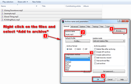 5 steps to merge your music with WinRAR