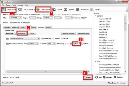 Steps of Merging Subtitles in HandBrake