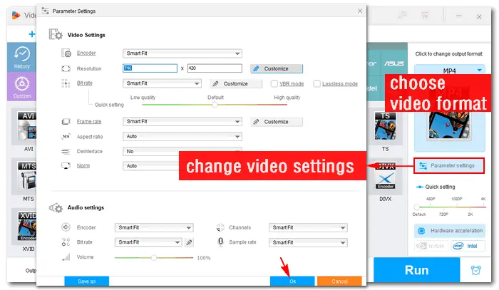 Modify Output Settings