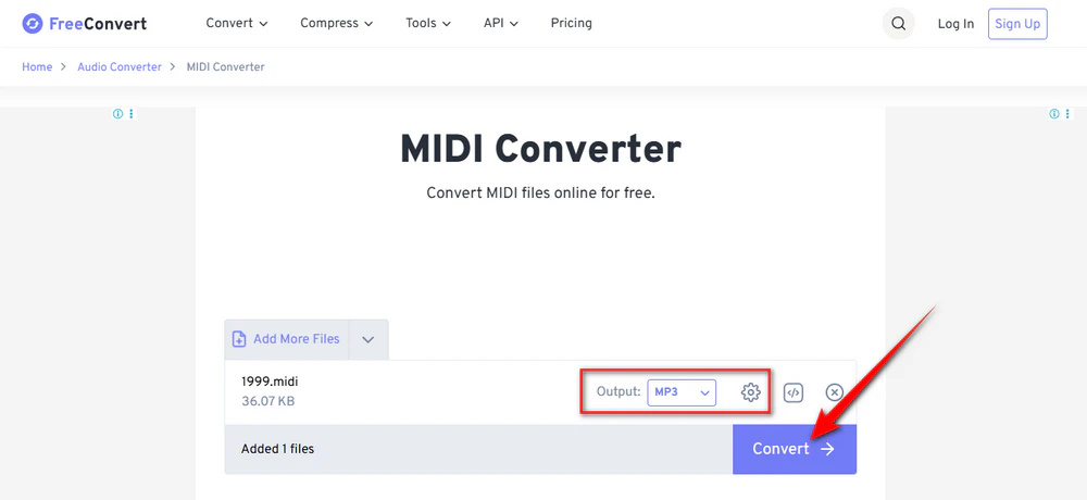Convert MIDI to MP3/WAV Online with FreeConvert