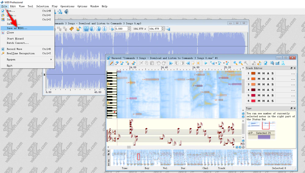 WIDI Recognition System Audio-to-MIDI Transcription Workflow