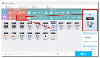 Set AAC as Output Format