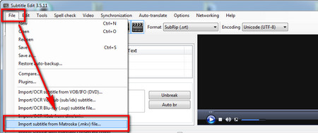 Import MKS/MKV to Subtitle Edit