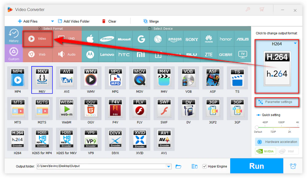 Choose an Output Format for the Edited MKV Video