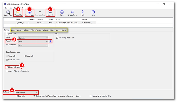 Start Remuxing MKV in XMedia Recode