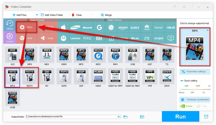 Choose AVCHD Format as Output Format