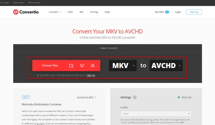 MKV to AVCHD Converter Online