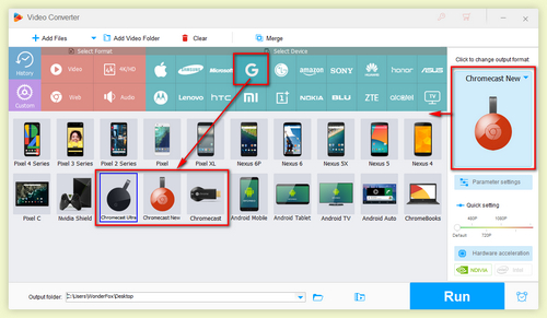 Choose Chromecast as Your Output Format