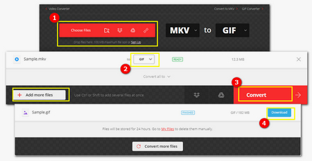 MKV to GIF Conversion with Online Convertio