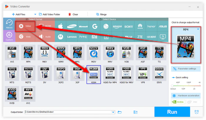 Select H264 Format