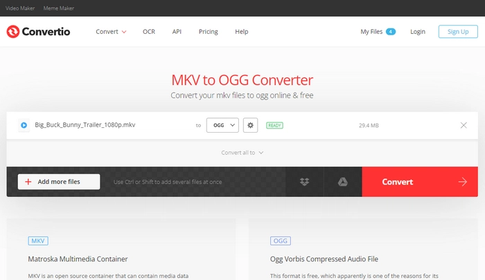 Convert MKV to Ogg Online